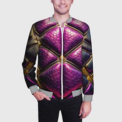 Бомбер мужской Текстурная кожа в космическом стиле костюма жука, цвет: 3D-меланж — фото 2