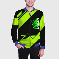 Бомбер мужской Киберпанк кислотная геометрия, цвет: 3D-синий — фото 2