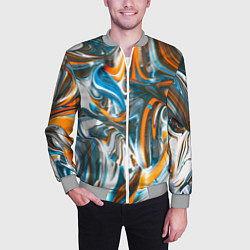 Бомбер мужской Иллюзия смешанных абстрактных красок, цвет: 3D-меланж — фото 2