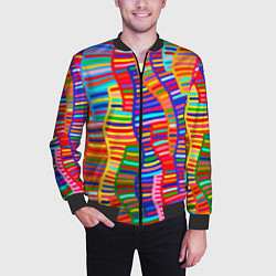 Бомбер мужской Абстрактная полноцветная живопись, цвет: 3D-черный — фото 2