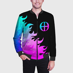 Бомбер мужской Blue Exorcist неоновый огонь, цвет: 3D-черный — фото 2