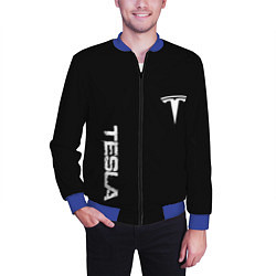 Бомбер мужской Tesla logo white, цвет: 3D-синий — фото 2
