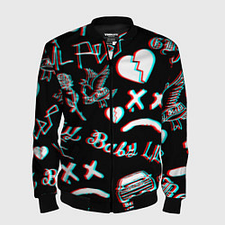 Бомбер мужской Lil Peep logo glitch, цвет: 3D-черный