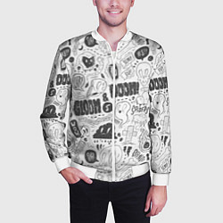 Бомбер мужской Мрак и обречённость - приведения: паттерн, цвет: 3D-белый — фото 2