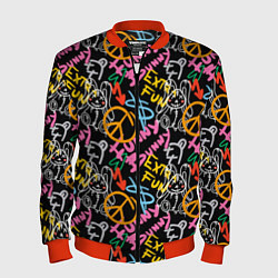 Мужской бомбер Funny bunny color graffiti pattern