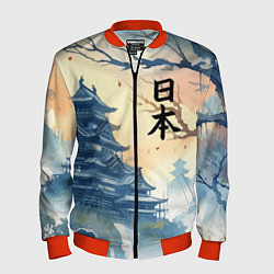 Бомбер мужской Japanese landscape - watercolor, цвет: 3D-красный