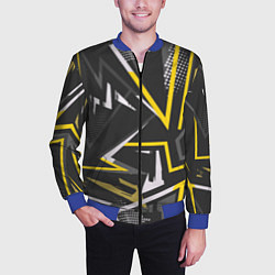 Бомбер мужской Абстрактный фон со спортивным узором, цвет: 3D-синий — фото 2