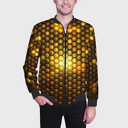 Бомбер мужской Металлические соты - роскошный блеск золота, цвет: 3D-черный — фото 2