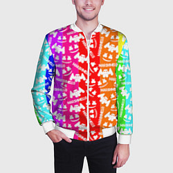 Бомбер мужской Marshmello rainbow, цвет: 3D-белый — фото 2