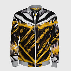 Мужской бомбер Yellow and white abstraction on a black background