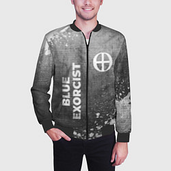 Бомбер мужской Blue Exorcist - grey gradient вертикально, цвет: 3D-черный — фото 2
