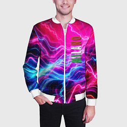 Бомбер мужской Milano - neon abstraction, цвет: 3D-белый — фото 2