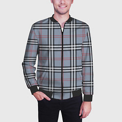 Бомбер мужской Стильная клетка - шотландская, цвет: 3D-черный — фото 2