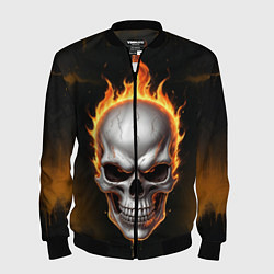 Бомбер мужской Череп в огне, цвет: 3D-черный