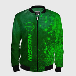 Бомбер мужской Nissan - green gradient по-вертикали, цвет: 3D-черный
