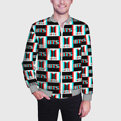 Бомбер мужской BTS glitch pattern, цвет: 3D-меланж — фото 2