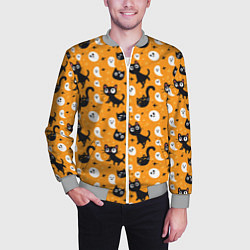 Бомбер мужской Паттерн с черными кошками, цвет: 3D-меланж — фото 2