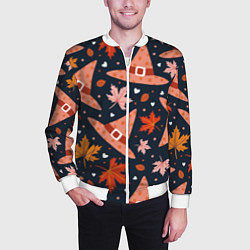 Бомбер мужской Шляпа в осенних листьях, цвет: 3D-белый — фото 2