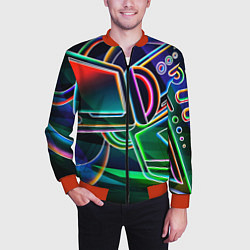 Бомбер мужской Неоновая психоделика геймер, цвет: 3D-красный — фото 2