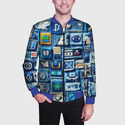 Бомбер мужской Пэчворк с геймерскими знаками, цвет: 3D-синий — фото 2