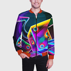 Бомбер мужской Неоновая геометрия текстура, цвет: 3D-красный — фото 2
