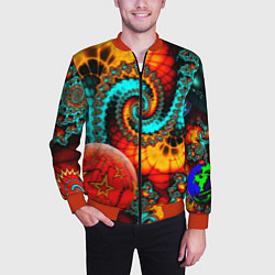 Бомбер мужской Фрактальный узор из фигур, цвет: 3D-красный — фото 2