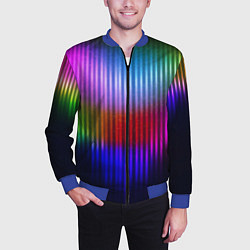 Бомбер мужской Неоновая геометрия полосы, цвет: 3D-синий — фото 2