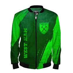 Бомбер мужской West Ham - green gradient вертикально, цвет: 3D-черный