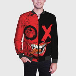 Бомбер мужской Злобный смайлик с языком, цвет: 3D-черный — фото 2