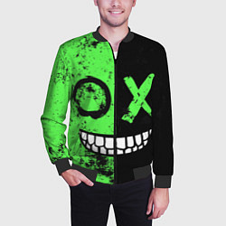 Бомбер мужской Кислотный злобный смайлик, цвет: 3D-черный — фото 2