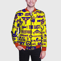 Бомбер мужской Логотипы игр на жёлтом, цвет: 3D-красный — фото 2
