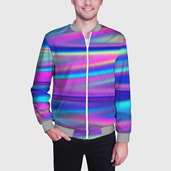 Бомбер мужской Неоновые полосы градиент, цвет: 3D-меланж — фото 2