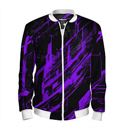 Бомбер мужской Purple stripes on a black background, цвет: 3D-белый