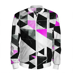 Бомбер мужской Black and pink abstraction on a white background, цвет: 3D-белый