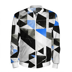 Бомбер мужской Black and blue abstraction on a white background, цвет: 3D-белый