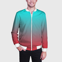 Бомбер мужской Абстрактно неоновый градиент, цвет: 3D-белый — фото 2