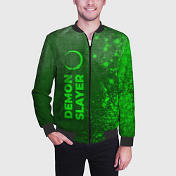 Бомбер мужской Demon Slayer - green gradient по-вертикали, цвет: 3D-черный — фото 2