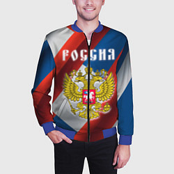 Бомбер мужской Цвета флага России, паттерн, цвет: 3D-синий — фото 2
