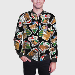 Бомбер мужской Новогодняя капибара с ёлкой, цвет: 3D-черный — фото 2