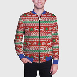 Бомбер мужской Deer christmas pattern, цвет: 3D-синий — фото 2