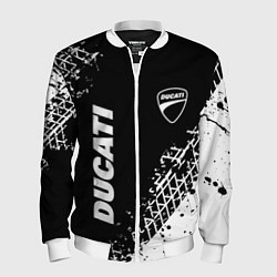 Бомбер мужской Ducati - следы от шин, цвет: 3D-белый