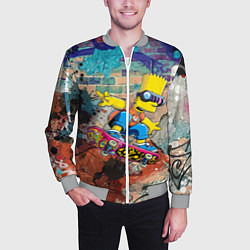 Бомбер мужской Bart Simpson on a skateboard - graffiti, цвет: 3D-меланж — фото 2