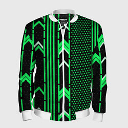Бомбер мужской Зелёные обои на чёрном фоне, цвет: 3D-белый