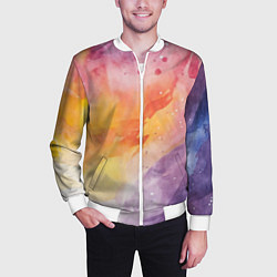Бомбер мужской Краски акварели, цвет: 3D-белый — фото 2