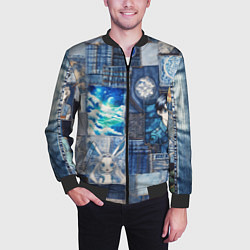 Бомбер мужской Микс аниме и пэчворк, цвет: 3D-черный — фото 2