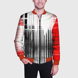 Бомбер мужской Красно-чёрный гранж на белом фоне, цвет: 3D-красный — фото 2