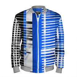Мужской бомбер White stripes on a black and blue background