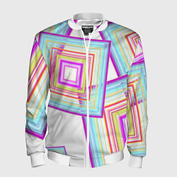 Бомбер мужской Абстрактные квадраты, цвет: 3D-белый
