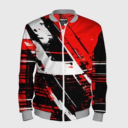 Мужской бомбер Diagonal black and white stripes on a red backgrou