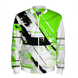 Мужской бомбер Diagonal black and green stripes on a white backgr